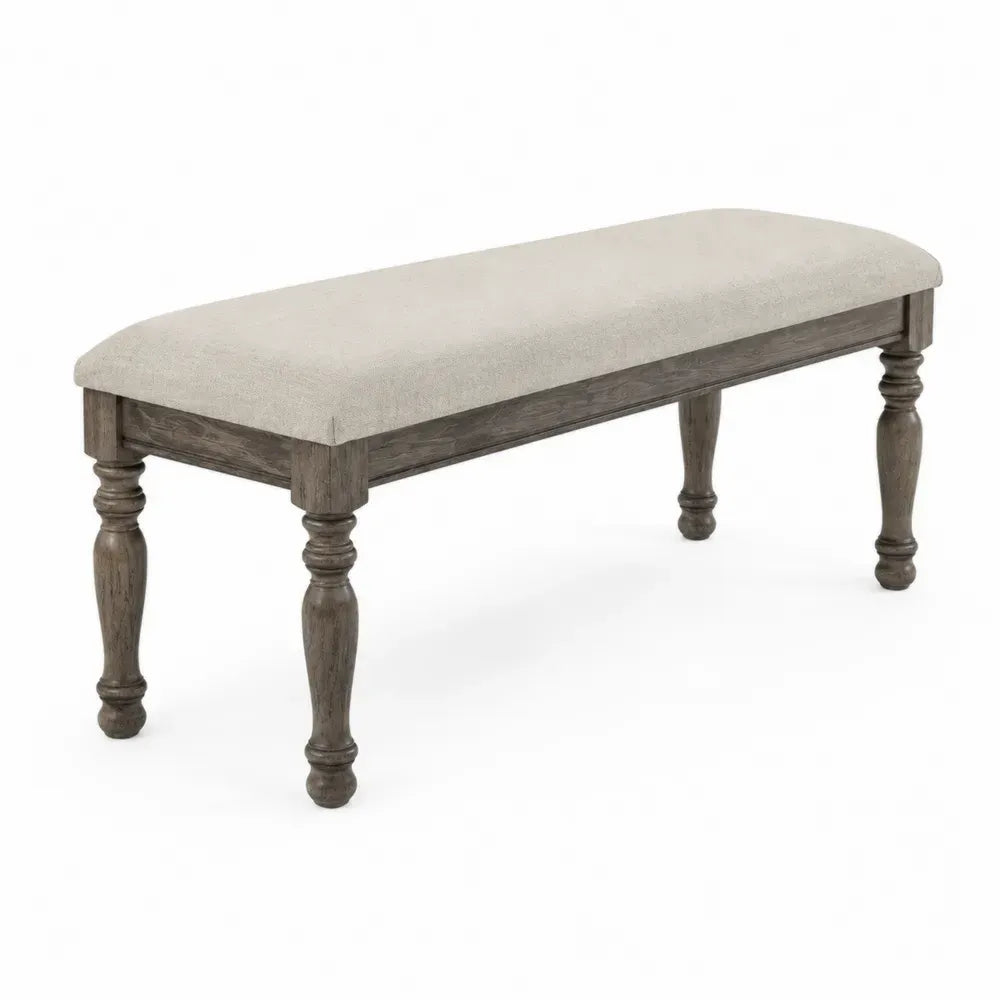 Schlafzimmerbank Sitzbank rechteckig Kautschukholz Polyester Leinen Mischgewebe Grau Beige 120 x 38 x 47 cm