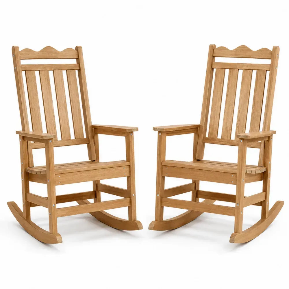 Gartenschaukelstuhl 2er Set 62 x 89 x 112 cm massives Akazienholz rechteckig Naturbraun