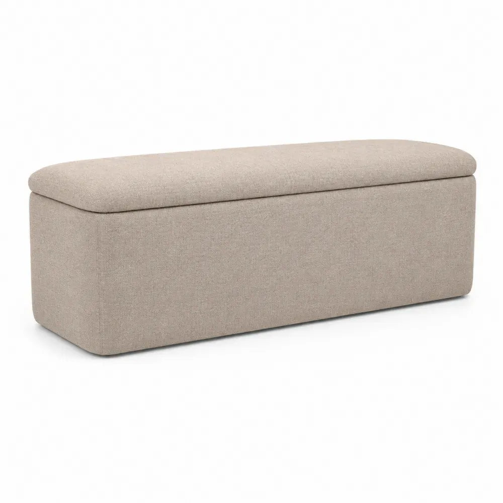 Schlafzimmerbank mit Stauraum gepolstert Polyestergewebe Beige 120 x 40 x 45 cm