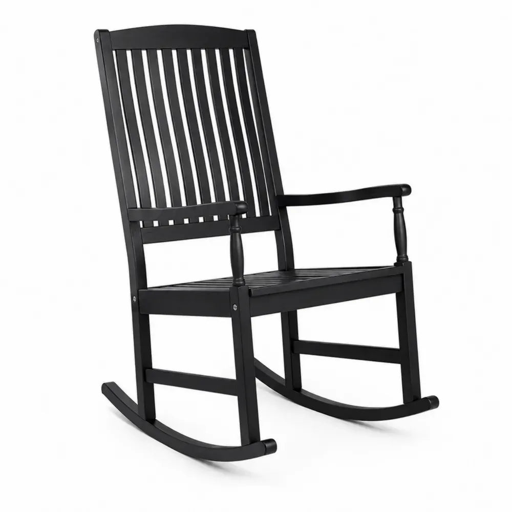 Gartenschaukelstuhl mit Armlehnen 65 x 86 x 118 cm massives Akazienholz rechteckig Schwarz