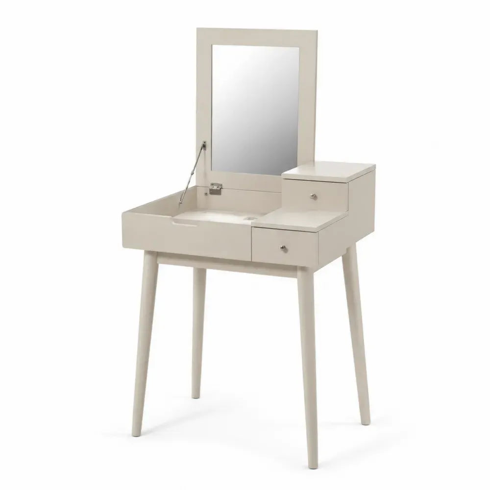 Schminktisch mit Klappspiegel und 2 Schubladen MDF Kiefernholz Cremeweiß 80 x 40 x 132 cm