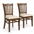 Esszimmerstuhl 2er Set mit Polstersitz 45 x 54 x 96 cm Kautschukholz PU Leder Lamellenrücken braun cremebeige schwarz